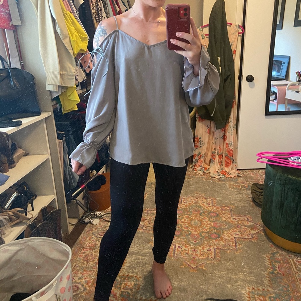 Grey tie sleeve top